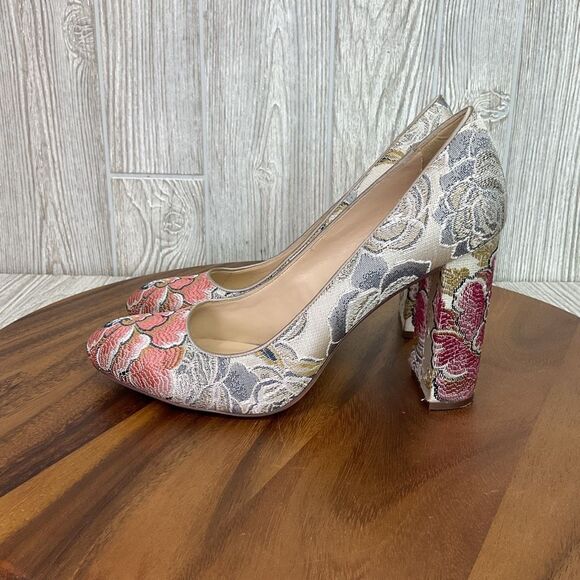 Nine West Women's Size 9M Roux Floral Print Textile Pump Heels Round Toe - Picture 5 of 13